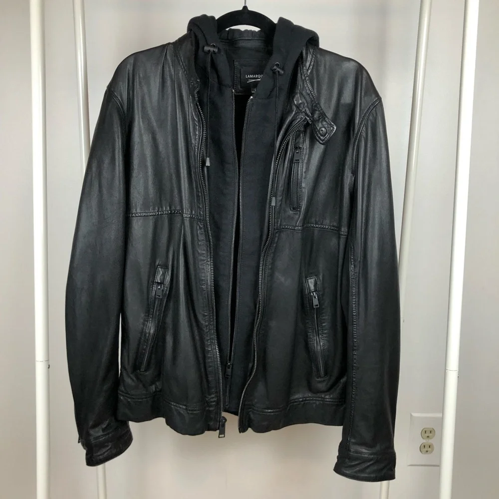 - LAMARQUE 100% Lambskin Leather Slayer Moto Jacket With Removable Hoodie …